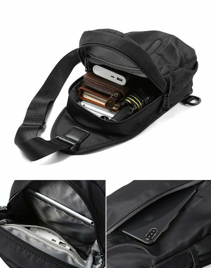 Y2K Aesthetic Coquette Style Grunge Hoodie Cargo Skirt Pastel Goth Fashion Water Resistant Sling Bag