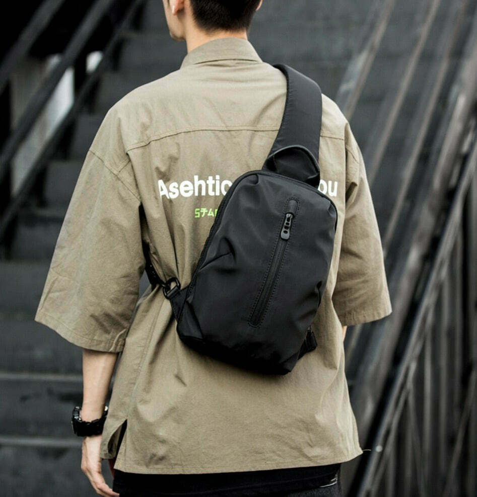 Y2K Aesthetic Coquette Style Grunge Hoodie Cargo Skirt Pastel Goth Fashion Water Resistant Sling Bag