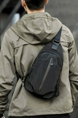 Y2K Aesthetic Coquette Style Grunge Hoodie Cargo Skirt Pastel Goth Fashion Water Resistant Sling Bag