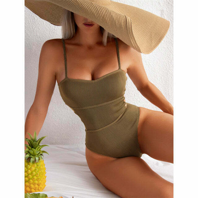 Y2K Aesthetic Coquette Style Grunge Outfit with Sexy One Piece Swimsuit