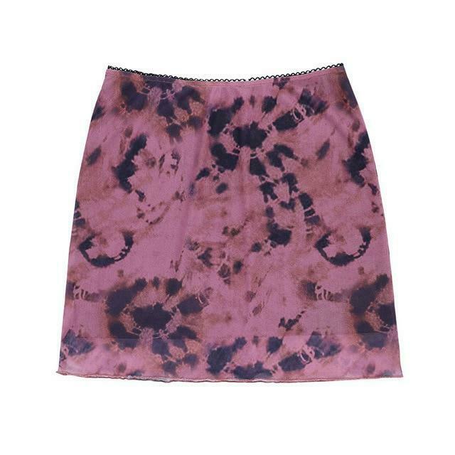 Y2K Aesthetic Coquette Style Grunge Outfit with Tie Dye Skirt