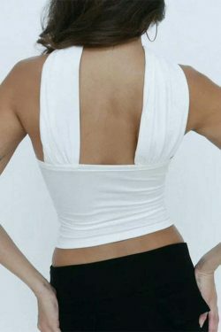 Y2K Aesthetic Coquette Style Halter Top - Grunge Fashion with a Touch of Pastel Goth