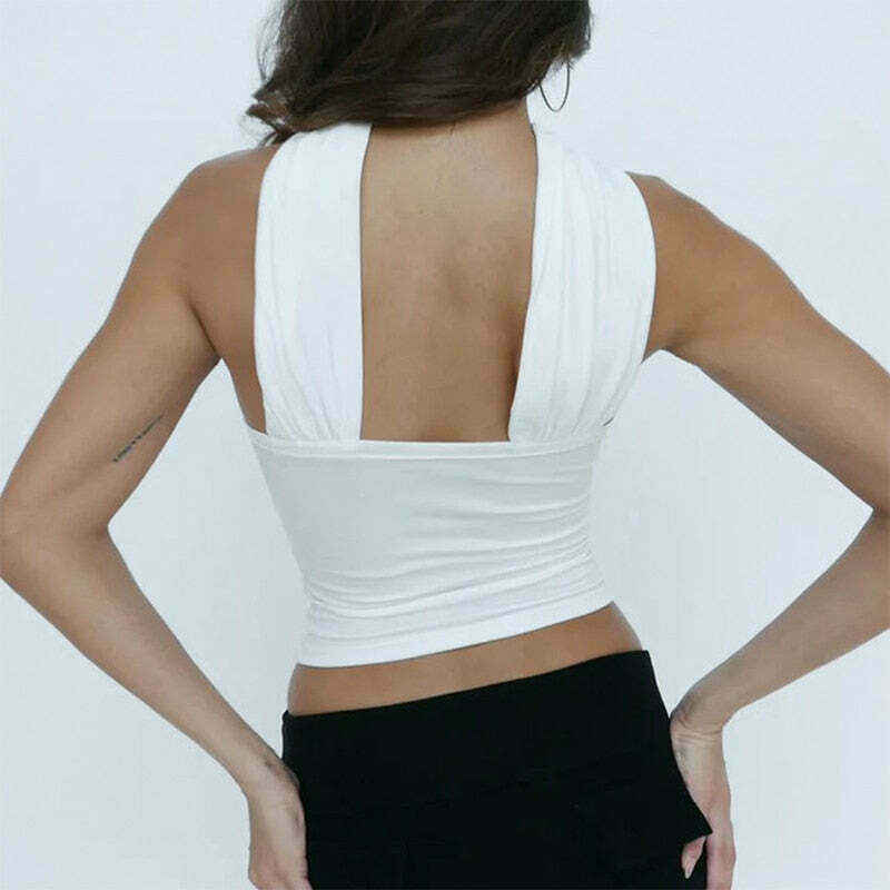 Y2K Aesthetic Coquette Style Halter Top - Grunge Fashion with a Touch of Pastel Goth