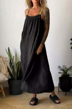 Y2K Aesthetic Coquette Style Maxi Dress in Casual Cotton and Linen