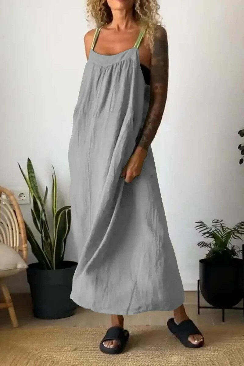 Y2K Aesthetic Coquette Style Maxi Dress in Casual Cotton and Linen