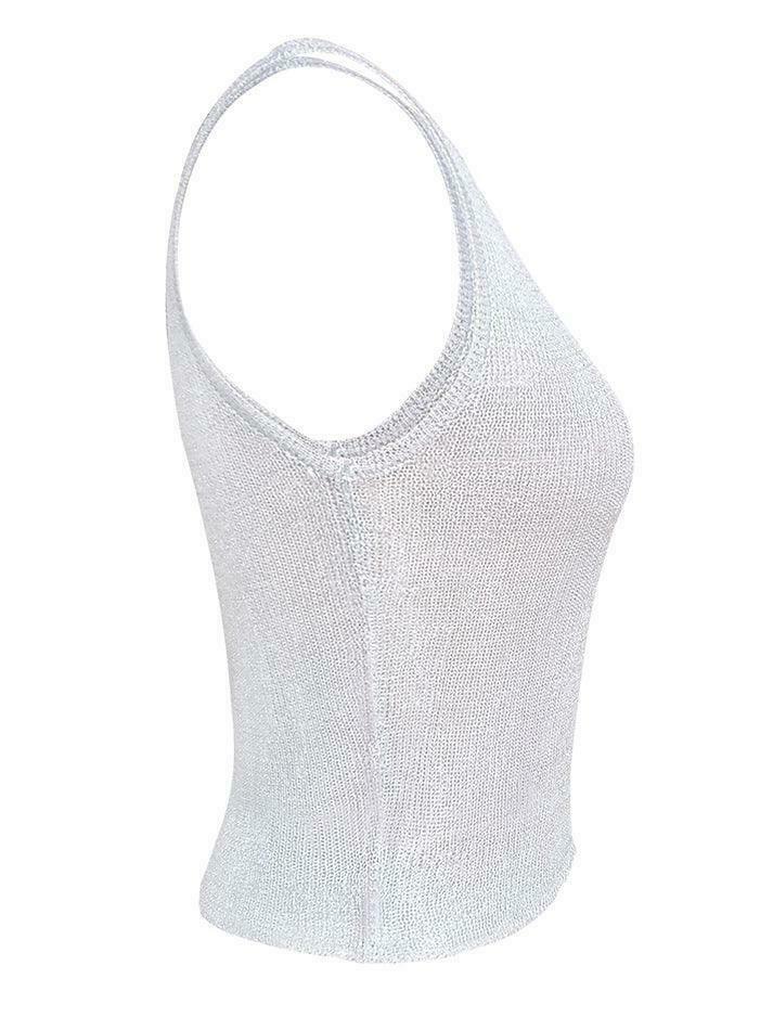 Y2K Aesthetic Coquette Style Metallic Tank Top - Grunge Fashion with Pastel Goth Vibe