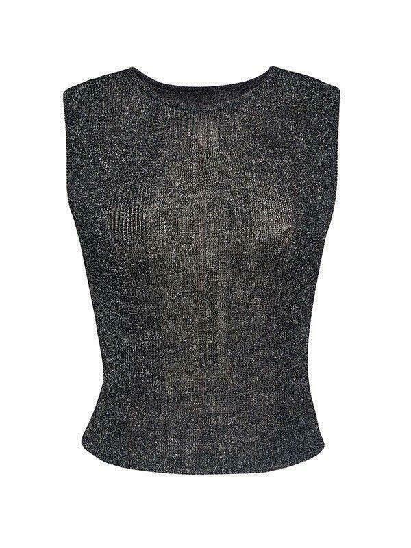 Y2K Aesthetic Coquette Style Metallic Tank Top - Grunge Fashion with Pastel Goth Vibe