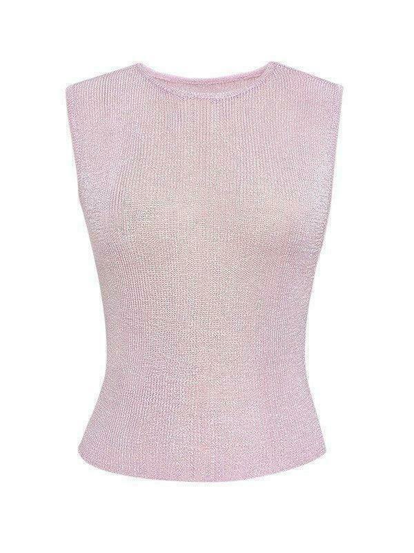 Y2K Aesthetic Coquette Style Metallic Tank Top - Grunge Fashion with Pastel Goth Vibe