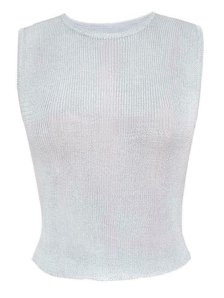 Y2K Aesthetic Coquette Style Metallic Tank Top - Grunge Fashion with Pastel Goth Vibe