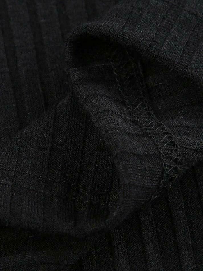 Y2K Aesthetic Coquette Style Rib Turtleneck Knit Top for Women - Grunge & Pastel Goth Fashion