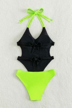 Y2K Aesthetic Coquette Style Sexy Contrast One-Piece Bikini
