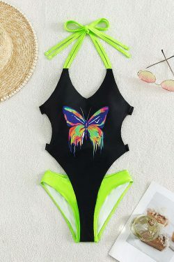 Y2K Aesthetic Coquette Style Sexy Contrast One-Piece Bikini