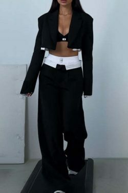 Y2K Aesthetic Coquette Style Short Jacket and Pants Suit for Women - Grunge Fashion Outfit