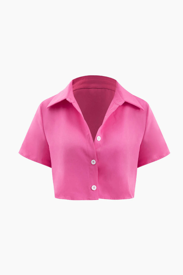 Y2K Aesthetic Coquette Style: Short Sleeve Shirt & Buttoned Mini Skirt Set