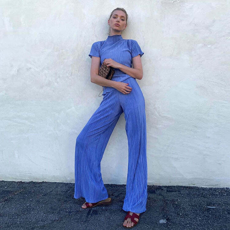 Y2K Aesthetic Coquette Style Slim T-Shirt Pant Suit for Women - Grunge Fashion Outfit