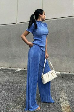 Y2K Aesthetic Coquette Style Slim T-Shirt Pant Suit for Women - Grunge Fashion Outfit