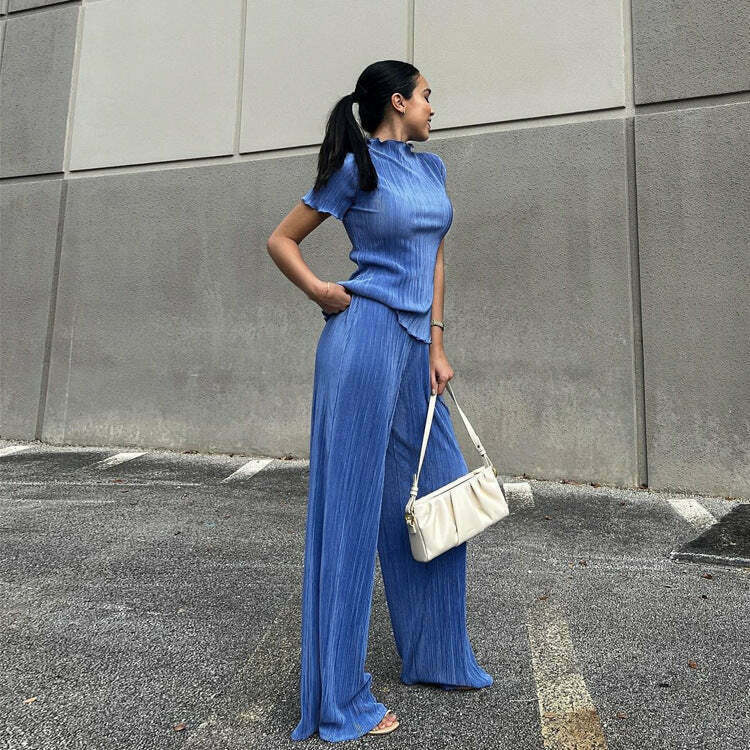 Y2K Aesthetic Coquette Style Slim T-Shirt Pant Suit for Women - Grunge Fashion Outfit