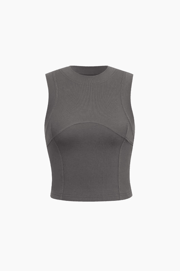 Y2K Aesthetic Coquette Style Tank Top with Seam Detail - Women's Fashion