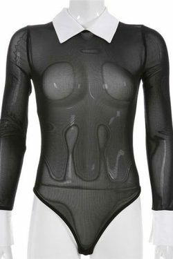 Y2K Aesthetic Coquette Style Transparent Bodysuit for Women - Grunge Fashion Statement Piece