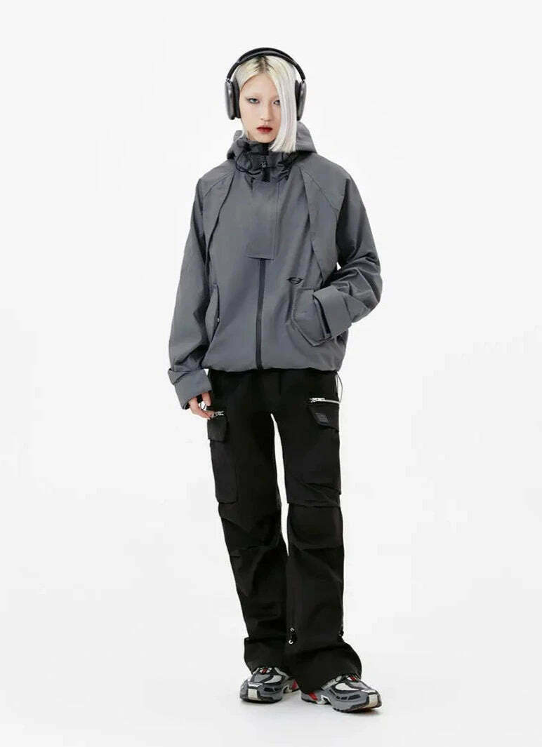 Y2K Aesthetic Coquette Style Windbreaker Jacket - Grunge, Pastel Goth, Old