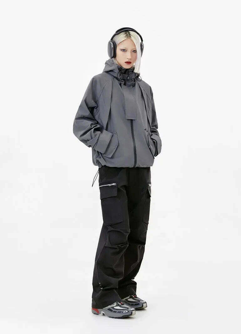 Y2K Aesthetic Coquette Style Windbreaker Jacket - Grunge, Pastel Goth, Old