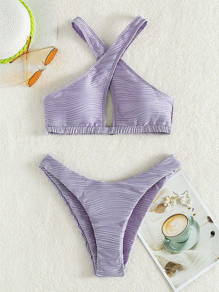Y2K Aesthetic Coquette Style Women's Sexy Solid Color Bikini