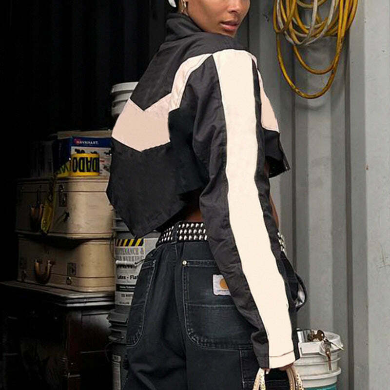 Y2K Aesthetic Coquette Zipper Jacket for Women - Grunge Style Motorcycle Fashion