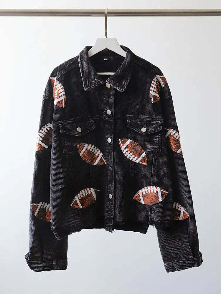 Y2K Aesthetic Corduroy Jacket with Coquette Style and Grunge Vibes
