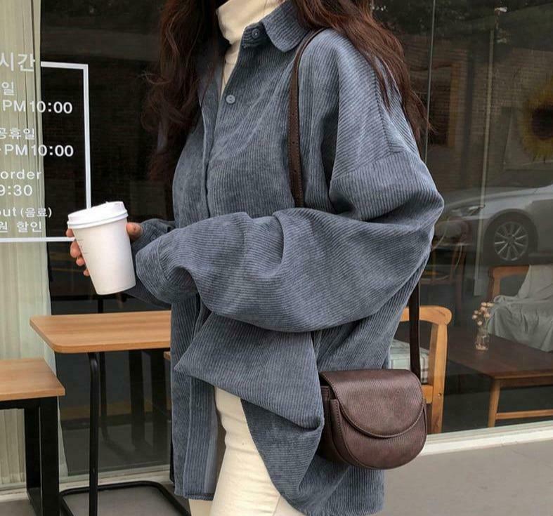 Y2K Aesthetic Corduroy Shirt: Coquette & Grunge Style, Cute Tops, Cargo Skirt, Old Money Vibes