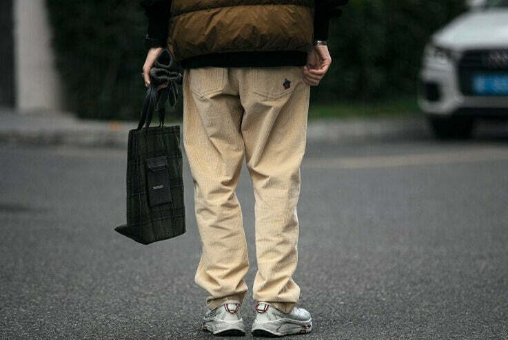 Y2K Aesthetic Corduroy Trousers for Women - Coquette & Grunge Style Cargo Skirt with Old Money Vibes