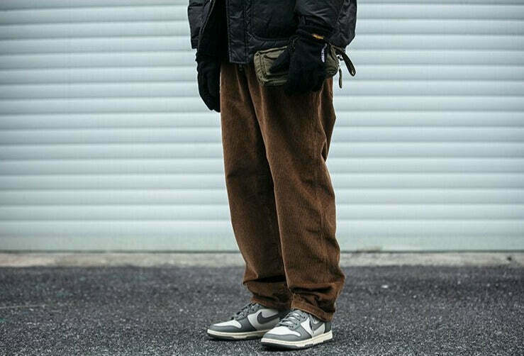Y2K Aesthetic Corduroy Trousers for Women - Coquette & Grunge Style Cargo Skirt with Old Money Vibes