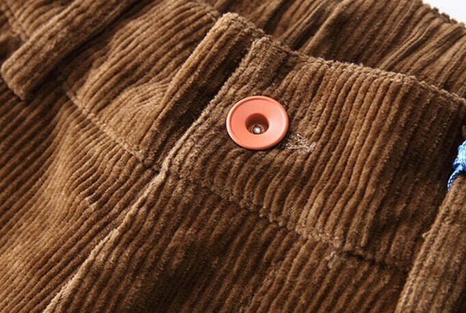 Y2K Aesthetic Corduroy Trousers for Women - Coquette & Grunge Style Cargo Skirt with Old Money Vibes