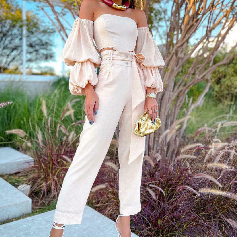 Y2K Aesthetic Cotton and Linen One-Shoulder Casual Suit - Coquette Grunge with Pastel Goth Vibes