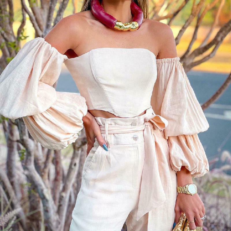 Y2K Aesthetic Cotton and Linen One-Shoulder Casual Suit - Coquette Grunge with Pastel Goth Vibes