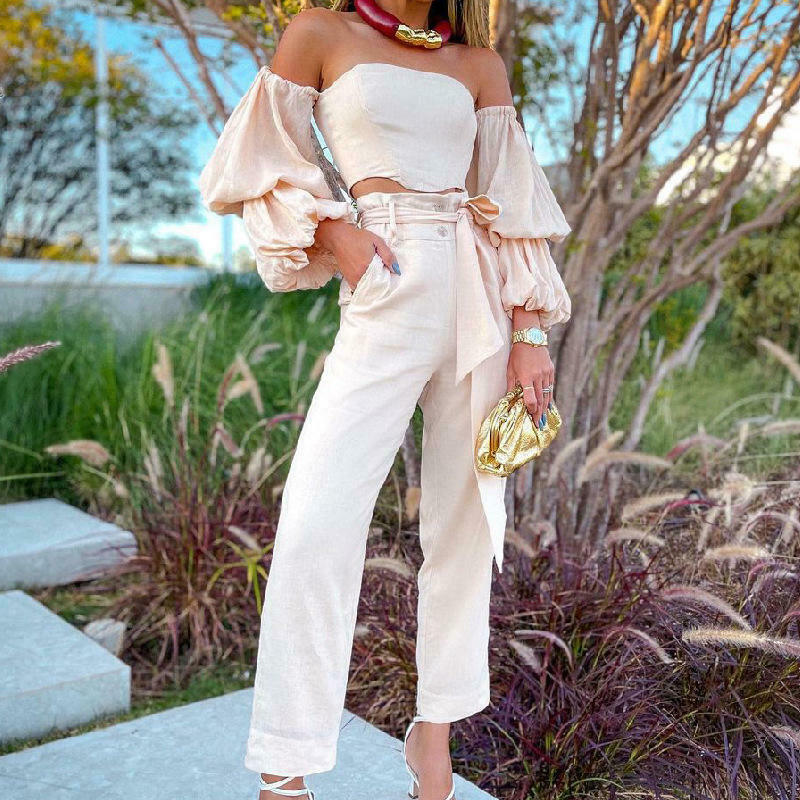 Y2K Aesthetic Cotton and Linen One-Shoulder Casual Suit - Coquette Grunge with Pastel Goth Vibes