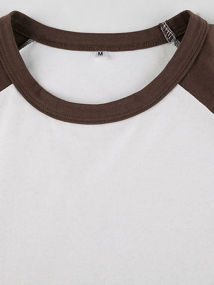 Y2K Aesthetic Crew Neck Raglan Sleeve Tee for Women - Coquette & Grunge Style Fashion