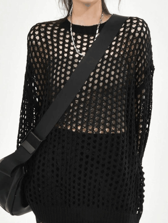 Y2K Aesthetic Crochet Knit Top: Coquette & Grunge Style, Pastel Goth, Cargo Skirt, Old Money, Pre