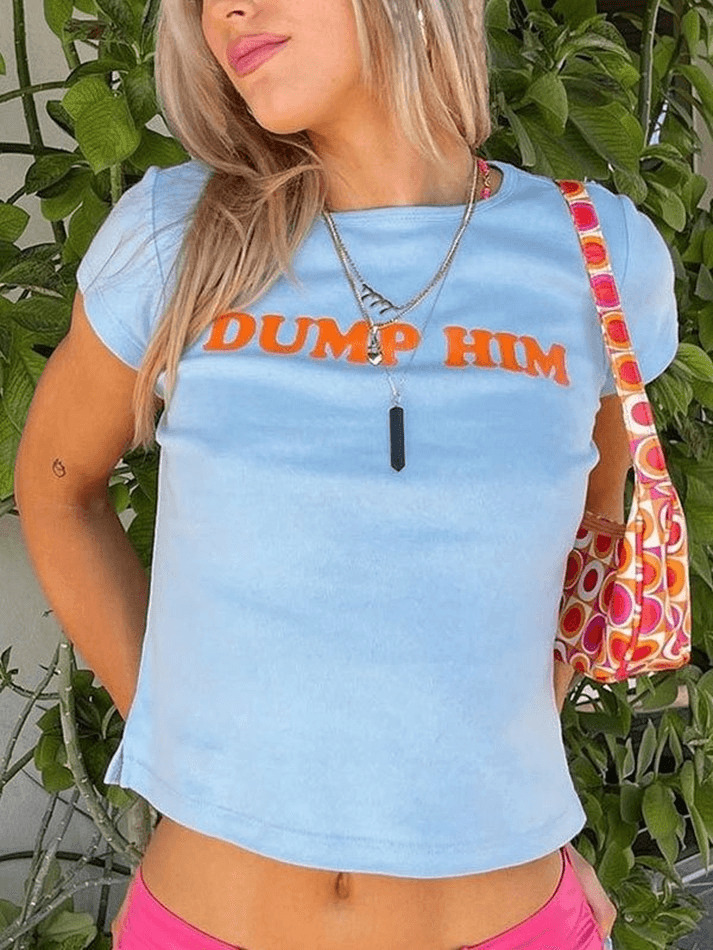 Y2K Aesthetic Crop Top in Letter Pattern - Women's Niche Fashion