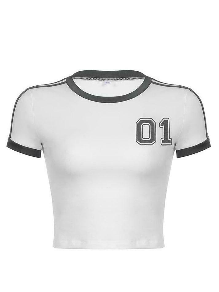 Y2K Aesthetic Crop Top with Contrast Trim - Coquette Style Grunge Fashion - Cute Pastel Goth Outfit