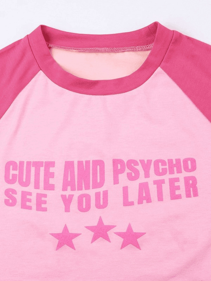 Y2K Aesthetic Cropped Graphic Raglan Tee - Coquette Style Grunge Fashion Women's Top