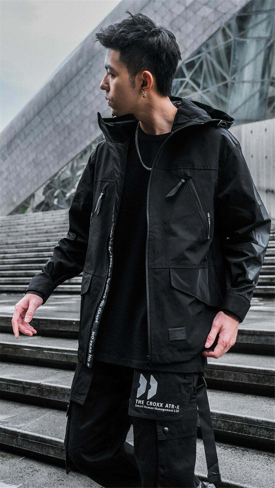 Y2K Aesthetic Cross Production Technical Jacket for Niche Women Fashion