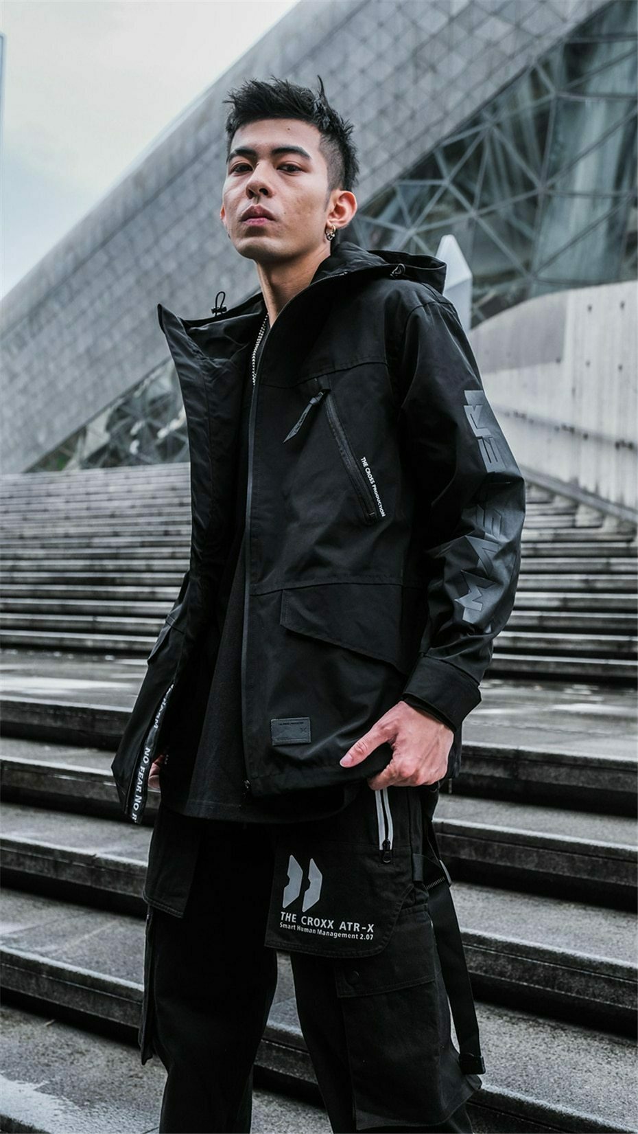 Y2K Aesthetic Cross Production Technical Jacket for Niche Women Fashion