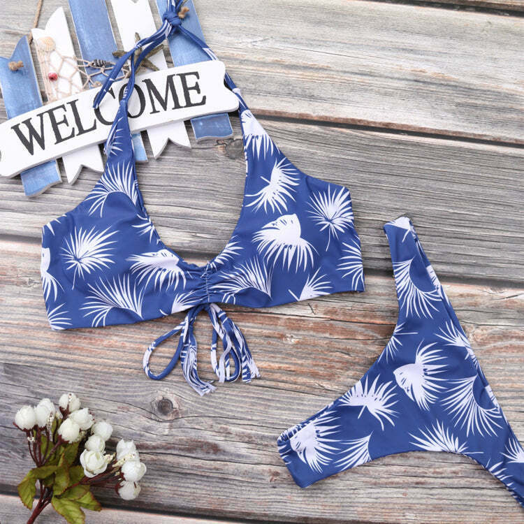 Y2K Aesthetic Cross Strap Bikini - Coquette & Grunge Style, Pastel Goth