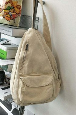 Y2K Aesthetic Crossbody Canvas Sling Bag - Coquette Grunge Fashion, Cute Tops, Pastel Goth