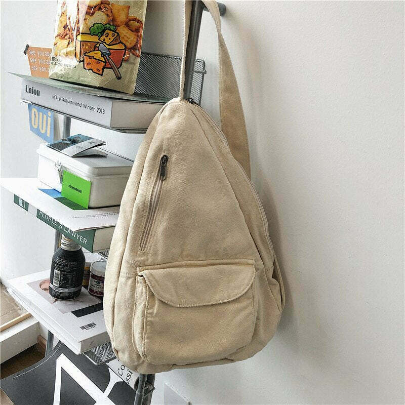 Y2K Aesthetic Crossbody Canvas Sling Bag - Coquette Grunge Fashion, Cute Tops, Pastel Goth