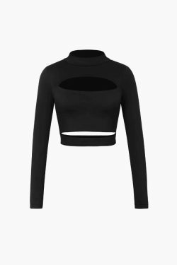 Y2K Aesthetic Cut Out Cropped Top for Women - Grunge Style Fashion with Coquette Aesthetic