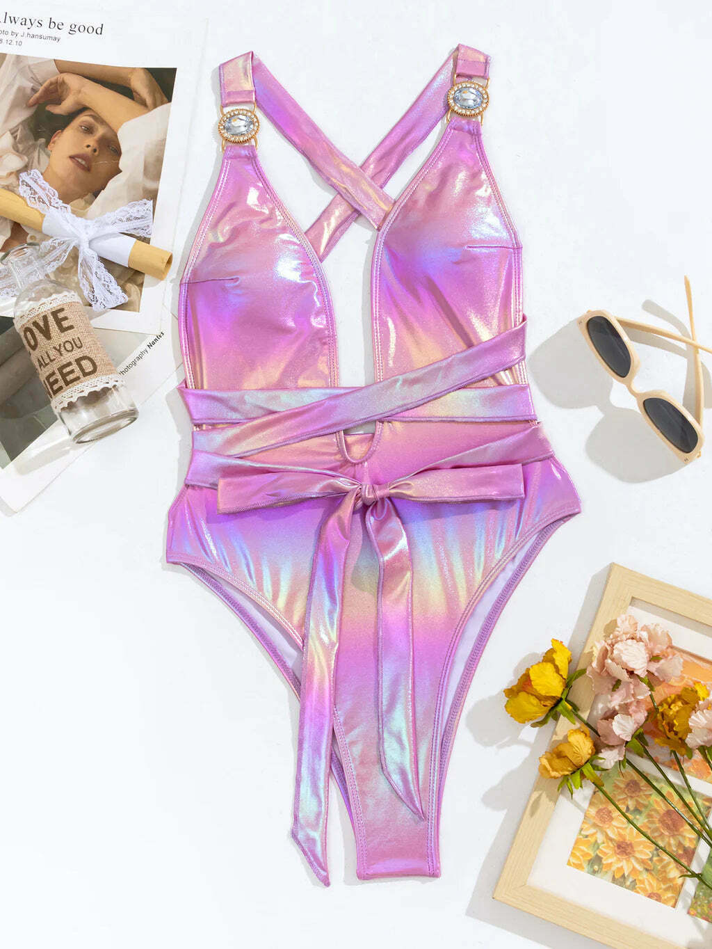 Y2K Aesthetic Deep V Backless Bikini - Coquette Style Grunge Fashion - Cute Tops & Cargo Skirt
