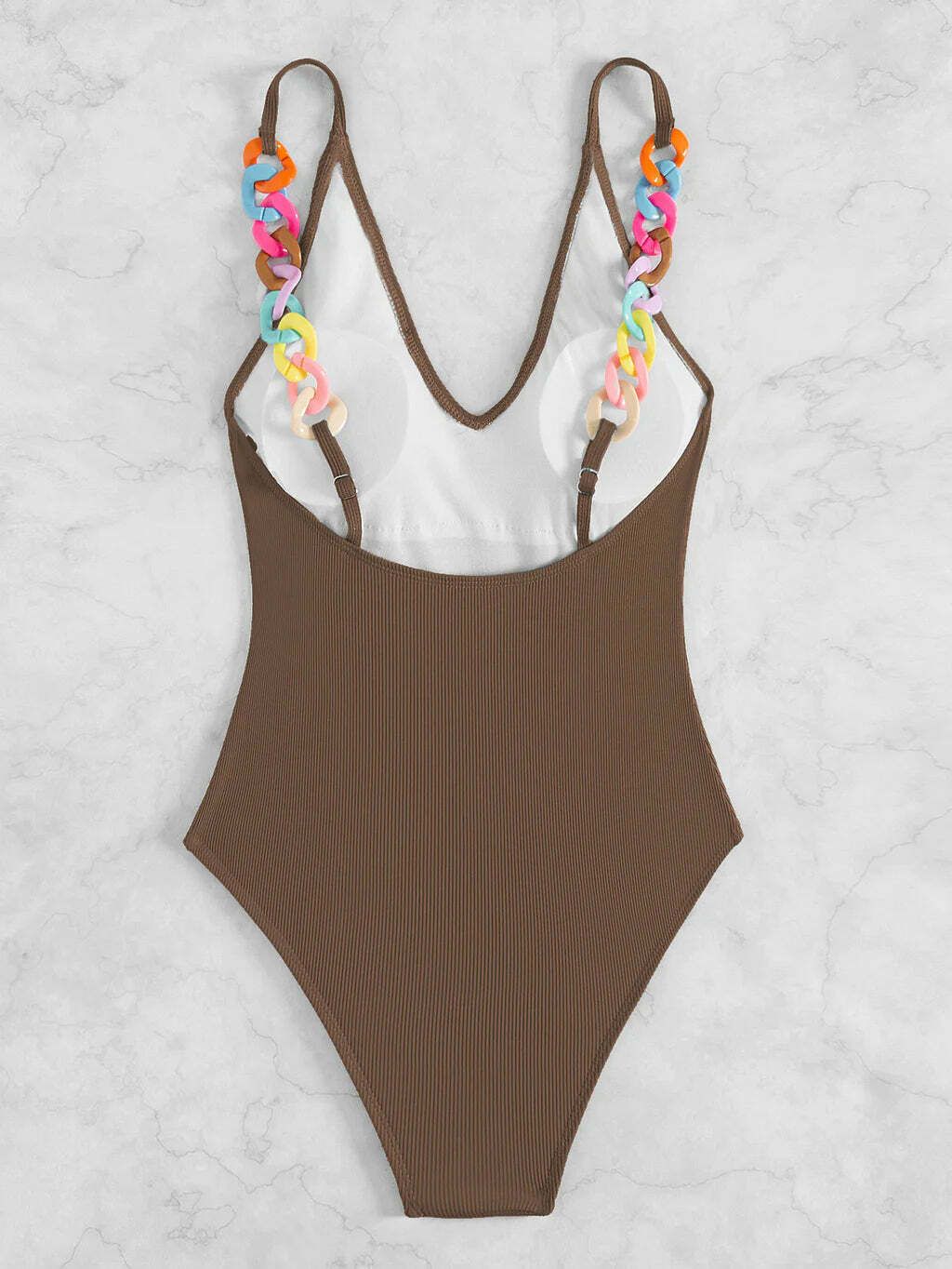 Y2K Aesthetic Deep V Conjoined Color Jewelry Beach Bikini