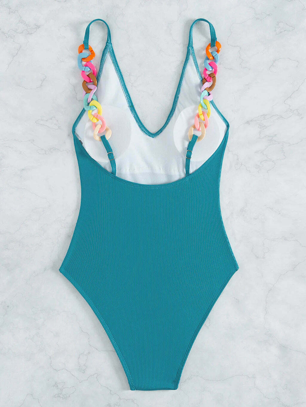 Y2K Aesthetic Deep V Conjoined Color Jewelry Beach Bikini