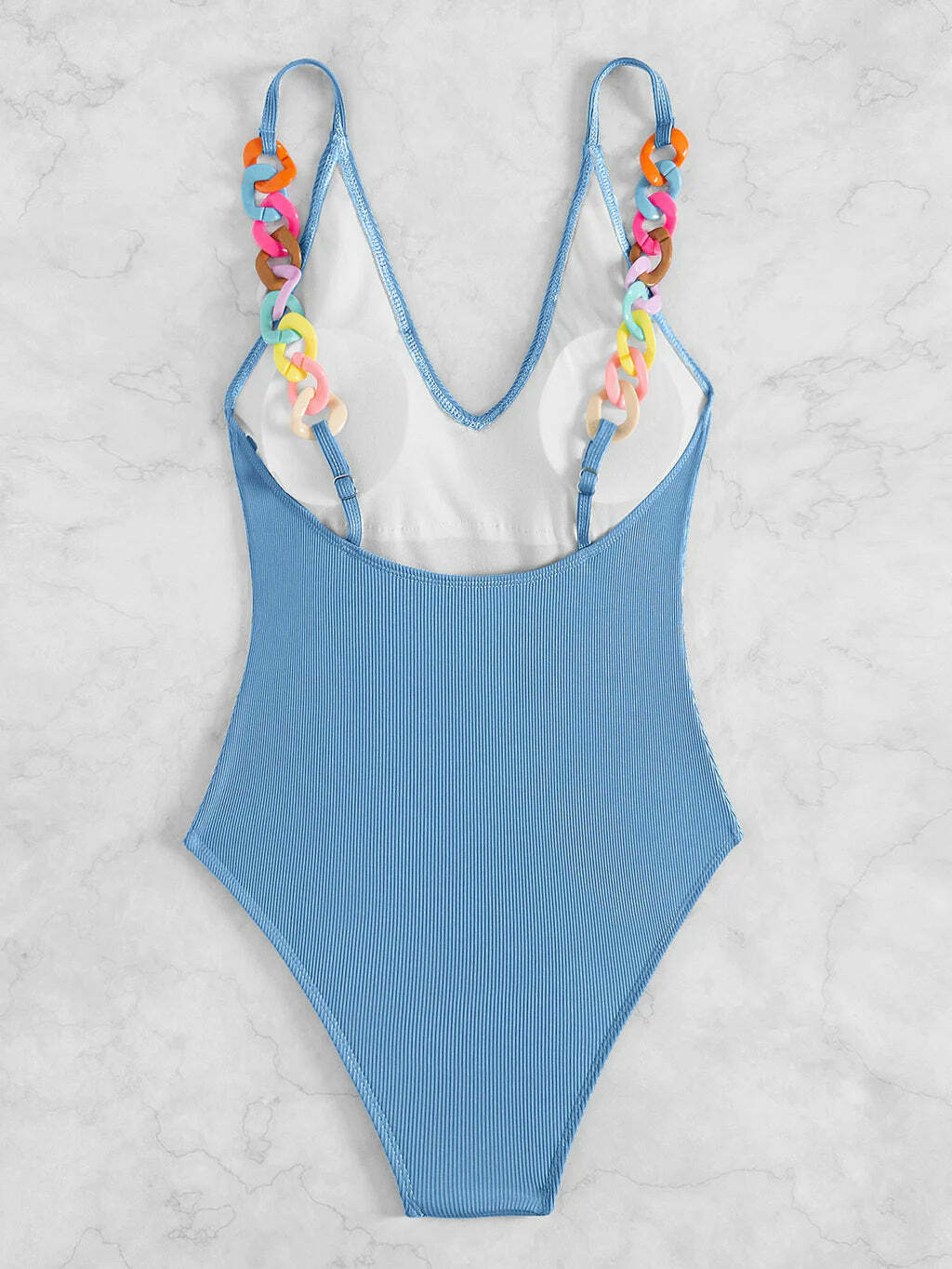 Y2K Aesthetic Deep V Conjoined Color Jewelry Beach Bikini